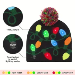 FMYSJ 4 st LED-upplysta julhattar - Festliga stickade vinterhattar med glitteraccenter, perfekta för vuxna och barn, jul- och nyårsfirande (FMY) Red Style | Fyndiq><noscript><img width=