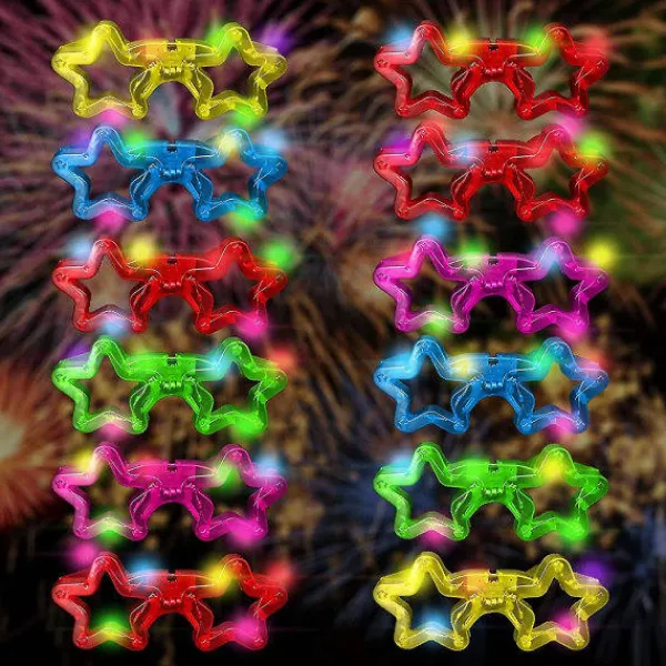 12 st Ljusupplysta LED-glasögon Luminous Glow In The Dark Blinkande glasögon för barn, Rave, Edm, Halloween Rb01 Födelsedagsfesttillbehör (stjärna 12st) | Fyndiq> Tillbehör