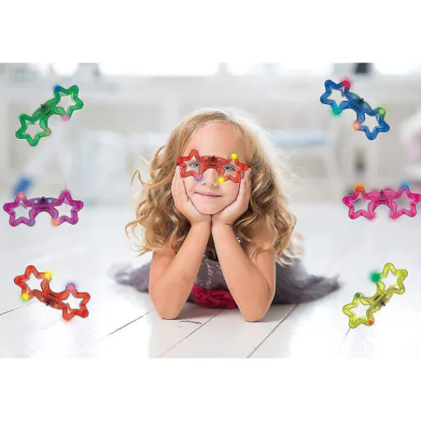 12 st Ljusupplysta LED-glasögon Luminous Glow In The Dark Blinkande glasögon för barn, Rave, Edm, Halloween Rb01 Födelsedagsfesttillbehör (stjärna 12st) | Fyndiq> Tillbehör