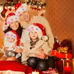 FJORD 3 st Lysande Jul Tomtehatt, Röd Sammet Juldräkt Hattar för Vuxna Kvinnor Män Fest Semester Unisex Nyår Festliga Huvudbonader><noscript><img width=