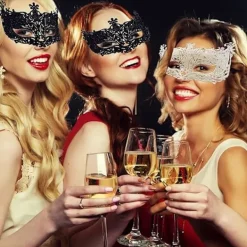 2 st Maskeradmasker, Svart Filigran och Silver Filigran Festlig Julmask Masker för Maskeradbal><noscript><img width=