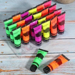 24 st miljövänliga ansiktsfärger som lyser i mörkret, 10 ml, för VM-fans><noscript><img width=
