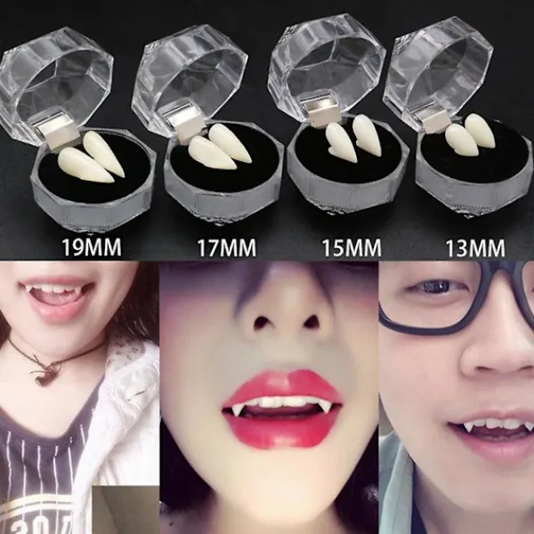 2 st 13/15/17/19mm Halloween falska vampyrtänder huggtänder proteser rekvisita festdekoration TSUNDEAU 17mm> Tillbehör