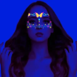 16 st Musikfestival Fluorescerande Fjäril Vattentät Ansiktsdekal Maskeradfest Neon Tatueringsdekal> Smink
