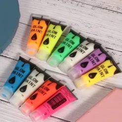 Woosien 10 st Nagel Fluorescerande Pulver DIY Kroppskonst Målarfärg Tryckande Glödande Verktyg><noscript><img width=