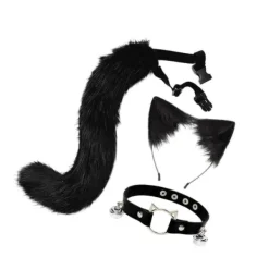 1/2/3/5 3st Pälskatt Öron Svans Läderchoker Halloween Lolita Svart Kitty 1 st> Tillbehör
