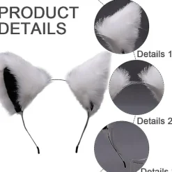 2 st rävöron pannband söta plysch djuröron hårband för barn kvinnor födelsedagsfest tillbehör><noscript><img width=