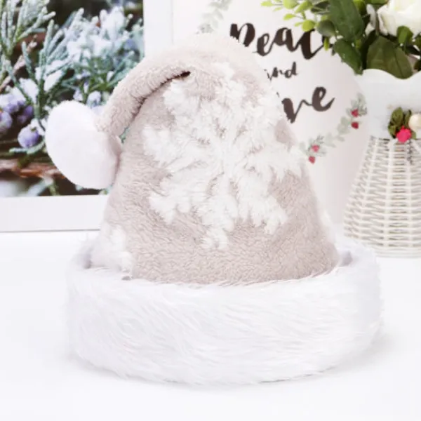 2 st Shu bomulls-sammet röd grå stor snöflinga julhatt> Huvudbonader