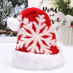 2 st Shu bomulls-sammet röd grå stor snöflinga julhatt><noscript><img width=
