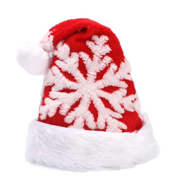 2 st Shu bomulls-sammet röd grå stor snöflinga julhatt> Huvudbonader