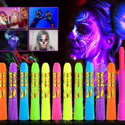 12 st Självlysande Ansikts- och Kroppsfärg, UV Svart Ljus Självlysande Sminkset> Smink