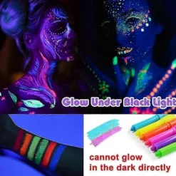 10 st Självlysande Kropps- och Ansiktsfärg, Neon Självlysande i Svart Ljus UV Fluorescerande Kritor Färgstift för Barn Vuxna Halloween Blacklight Födelseda | Fyndiq><noscript><img width=