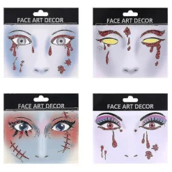 4 st skrämmande blodiga ansiktsstickers Ögonstickers Halloween Kostymfest Tillbehör Cartoon Halloween Ansiktsstickers> Smink