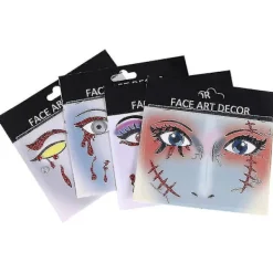 4 st Skrämmande Blodiga Ansiktsdekaler Ögondekaler Halloween Kostymfesttillbehör Cartoon Halloween Ansiktsdekaler> Smink