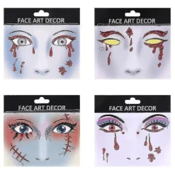 4 st Skrämmande Blodiga Ansiktsdekaler Ögondekaler Halloween Kostymfesttillbehör Cartoon Halloween Ansiktsdekaler> Smink