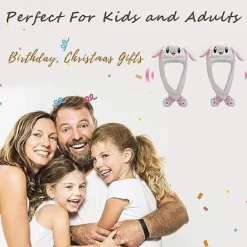 2 st söta kaninhattar med rörliga öron Rolig kaninhatt Mjuk hoppande djurhatt Barnfest för kvinnor Julgåva Vit><noscript><img width=