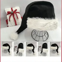 2 st svart tomteluva - Deluxe svart och vit julmössor för vuxna -xx> Huvudbonader