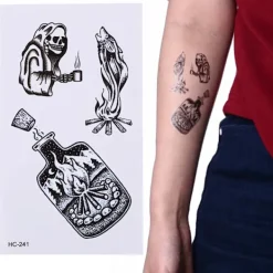 1 st Svart Vattentät Temporär Tatuering Klistermärke på Kropp Ben Vattenöverföring Sexig Spetsstrumpa Falsk Flash Tatuering för Flicka Kvinnor> Smink