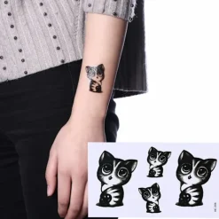 1 st Svart Vattentät Temporär Tatuering Klistermärke på Kropp Ben Vattenöverföring Sexig Spetsstrumpa Falsk Flash Tatuering för Flicka Kvinnor> Smink