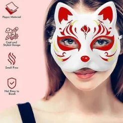 10 st Therian Mask Katt Räv Mask Therian Halloween Mask Therian Kostym för Barn Vuxna Blank Mask för Semesterfest & Therian><noscript><img width=
