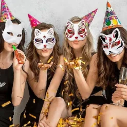10 st Therian Mask Katt Räv Mask Therian Halloween Mask Therian Kostym för Barn Vuxna Blank Mask för Semesterfest & Therian><noscript><img width=