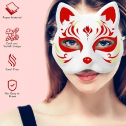 10 st Therian Mask Katt Rävmask Therian Halloween Mask Therian Kostym för Barn Vuxna Tom Mask för Jul Fest & Therian><noscript><img width=