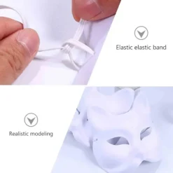 3 st Therian masker vita kattmasker tomma DIY Halloween mask djur, kattmask><noscript><img width=