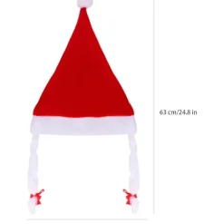 3 st Tomteluvor med Flätor och Band Mjuk Plysch Julhatt Tomte Julhatt Julfesthattar för Unisex Julfest Julklappar Nyårsfest> Huvudbonader