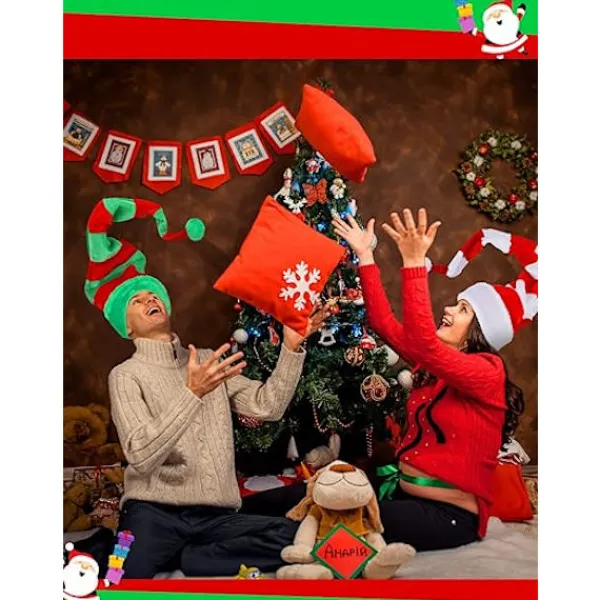 2 st tomtenissar i filt med långrandig plysch tomteluva> Huvudbonader