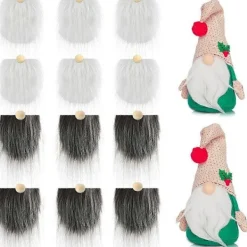 12 st Tomteskägg för pyssel - Fuskpäls, Förklippta, Handgjorda Dvärgskägg, 12 st Träkulor för Juldekoration> Tillbehör