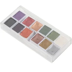 12 st Vattenfärgset Retro Metall Portabel Högpigment Konstmaterial för Studenter Vuxna Konstnärer> Smink