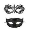 2 st venetianska maskeradbal maskeradsvarta diamant halva ansiktsmeta> Masker