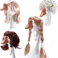 FMYSJ 4 st Veranda Gås Peruker med Hårspännen, Söt Gräsmatta Gås Staty Fläta Peruk, Veranda Gås Kläder Kostym (FMY)> Peruker