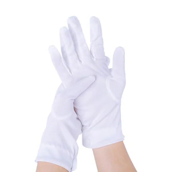 10 ST Vita handskar, med tryckknapp, one size, vuxen, broderade sömmar på handryggen, jul, Sankt Nikolaus, karneval, Halloween, den> Tillbehör