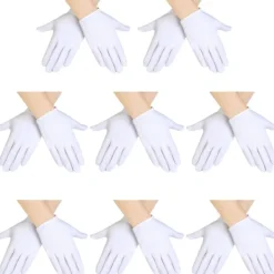 8 st Vita Handskar Vita Bomullshandskar Cosplay Kostym Klänningshandskar Handleds Formella Handskar för Fest> Tillbehör