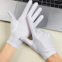 8 st Vita Handskar Vita Bomullshandskar Cosplay Kostym Klänningshandskar Handleds Formella Handskar för Fest><noscript><img width=