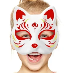 30 st vita kattmask vita rävmask djur halv ansiktsmaskerad mask papper omålad tom DIY halloweenmask för maskerad rollspel fest-WELLNGS 30pcs> Masker