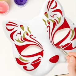 30 st vita kattmask vita rävmask djur halv ansiktsmaskerad mask papper omålad tom DIY halloweenmask för maskerad rollspel fest-WELLNGS 30pcs><noscript><img width=