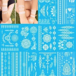 10 st vita spets klistermärken dekorativa kroppsklistermärken vattentäta tillfälliga tatueringar> Smink