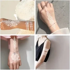 10 st vita spets klistermärken dekorativa kroppsklistermärken vattentäta tillfälliga tatueringar> Smink