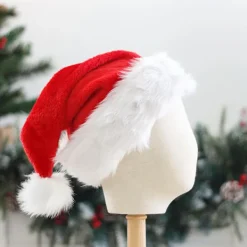 1 st vuxen plysch tomtehatt stor tjock boll plysch tomtehatt><noscript><img width=