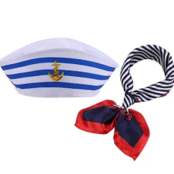 2 st Yacht Captain Hatt Sjöman Skepp Keps Halsduk Solglasögon Sjömanshatt Båtkostym för Män Kvinnor Kaptener Utklädningsfest (2st Set)> Tillbehör