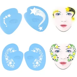 7 Stilar Återanvändbar Ansiktsmålningsstencil Set Blomma Fjäril Kroppsmålningsmall><noscript><img width=