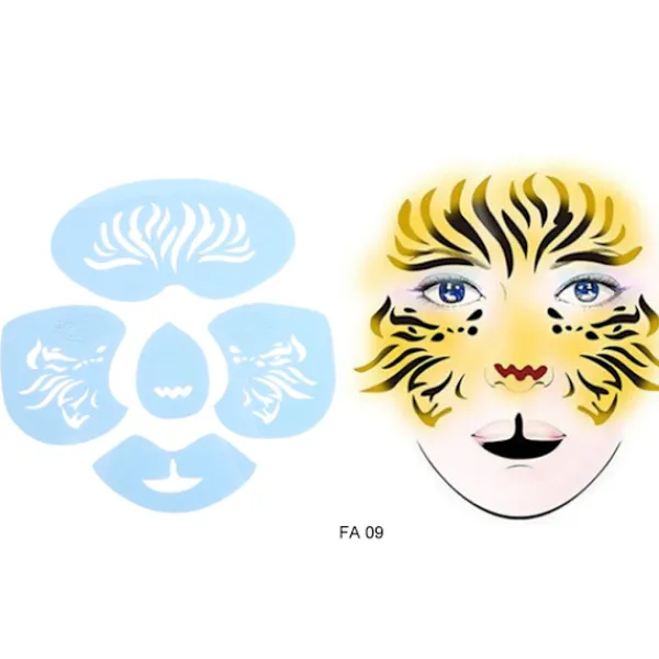 6 stilar/set Återanvändbar Ansiktsmålning Schablon Tatuering Verktyg> Smink