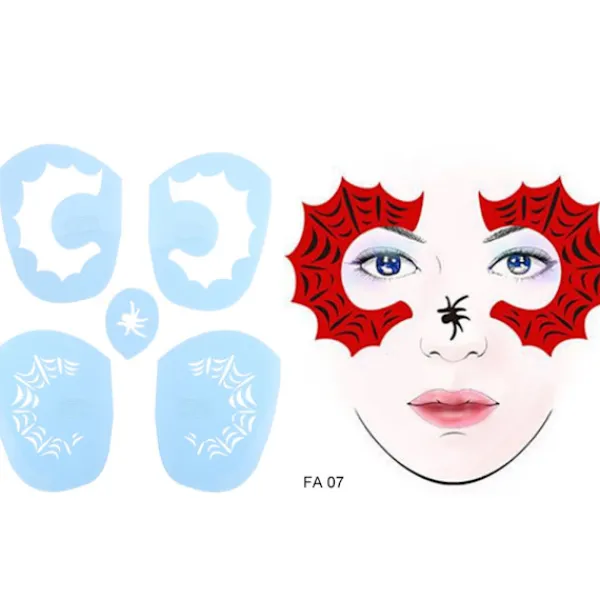 6 stilar/set Återanvändbar Ansiktsmålning Schablon Tatuering Verktyg> Smink
