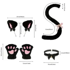 FMYSJ 4 st/set Kattdräkt Cosplay Tillbehör Set Plysch Material Kattöron Hårband Klockhalsband Klotassar Svans Set (FMY) One Size><noscript><img width=