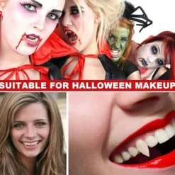 4 stycken Akrylharts Falska Tänder Tandprotes Falska Tänder Halloween Horror Tänder Halloween Makeup Cosplay Kostymfest Ornament Tillbehör (4 st)><noscript><img width=