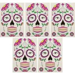 5 stycken Ansiktstatueringar Klistermärke Snabbt Färgad Tillverkad Långvarig Bärbar Livlig Temporär Tatueringsklistermärke för Halloween Cosplay> Smink