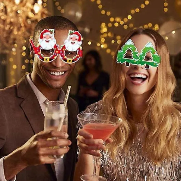 24 stycken glittriga julglasögon med dekorationer för julklappar> Tillbehör