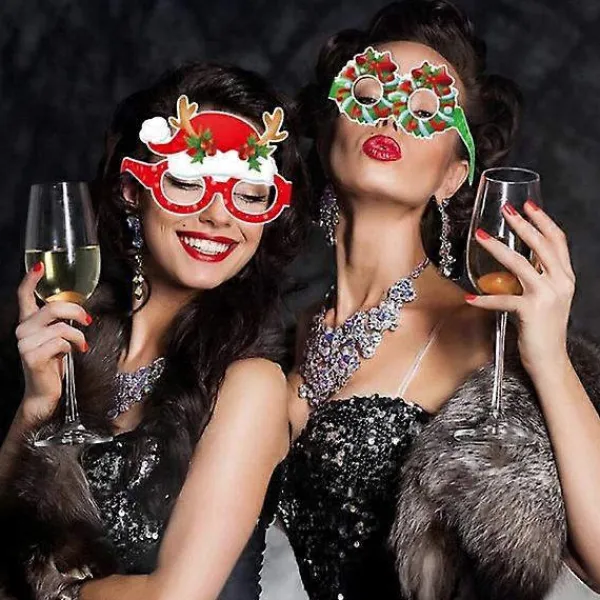 24 stycken glittriga julglasögon med dekorationer för julklappar> Tillbehör